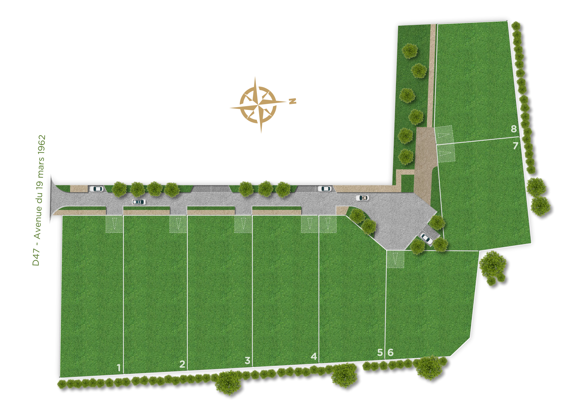 Plan masse - Terrains à vendre à LE BURGAUD