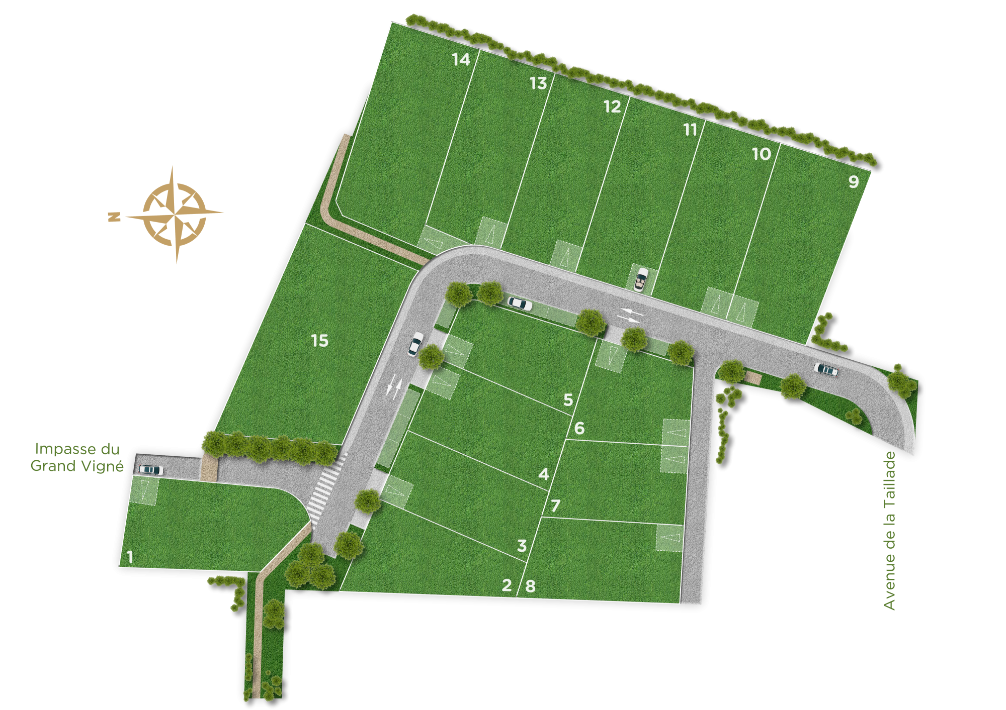 Plan masse - Terrains à vendre à Pins-Justaret