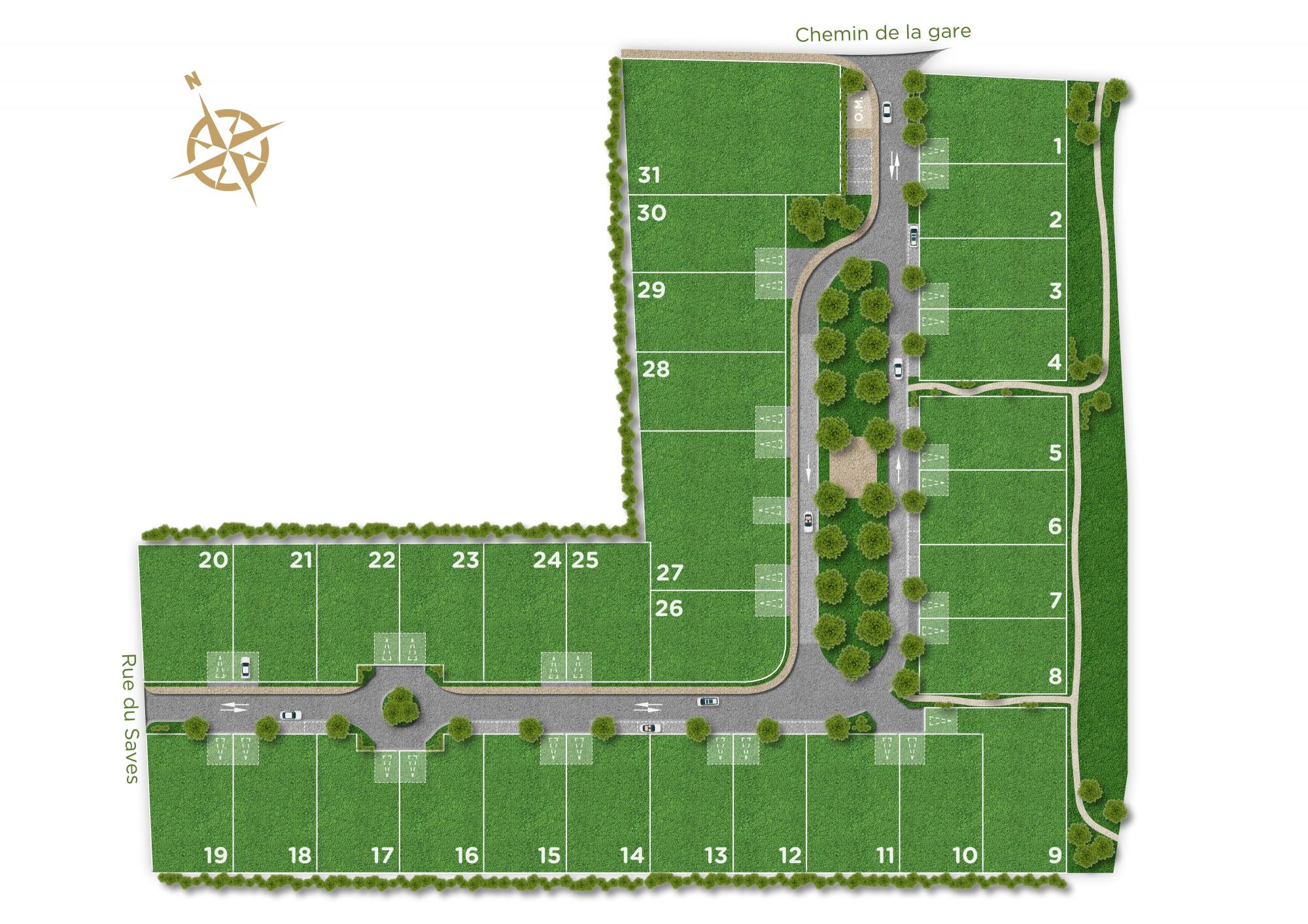 Plan masse - Terrains à vendre à SAINT-CLAR-DE-RIVIERE