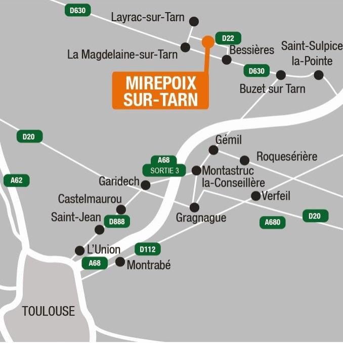 Situation - Terrains à vendre à Mirepoix-sur-Tarn